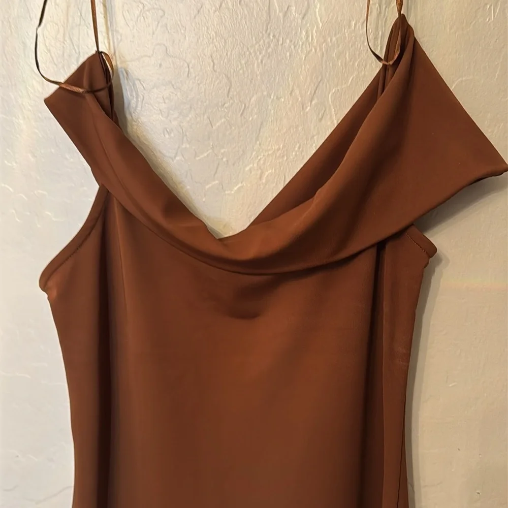 NWT Zara Brown Asymmetrical Strapless Bodycon Dress